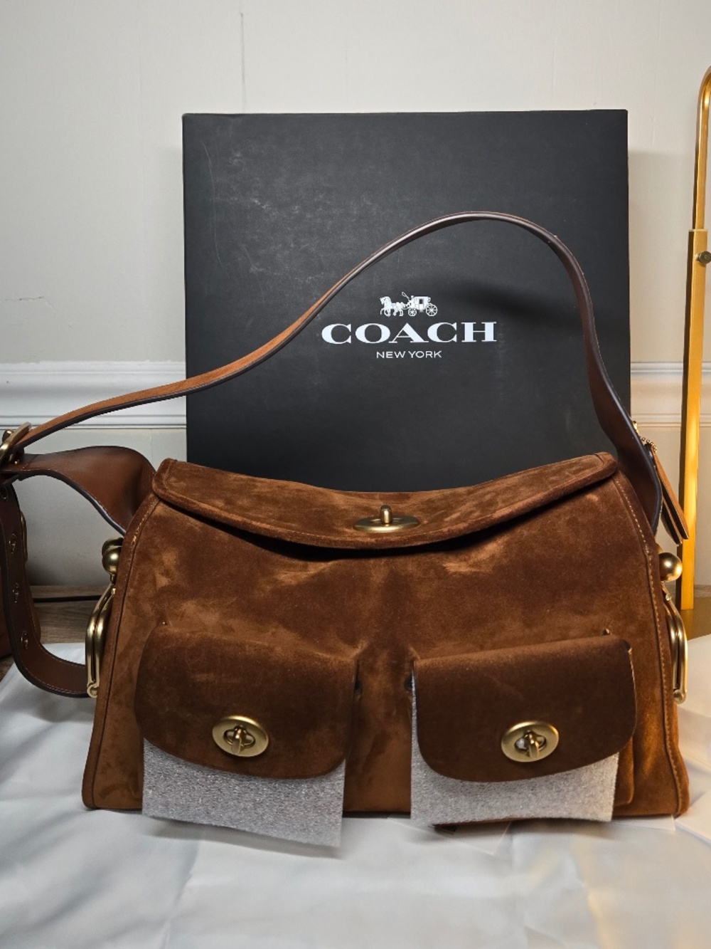Coach Suede Haversack bag warm brown - Picture 10 of 12